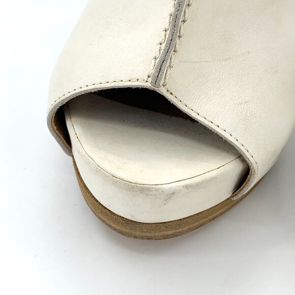 Hermes Size 38 White Leather Open-Toe High Heel Sandals With Buckle Strap & 95mm - Picture 6 of 12